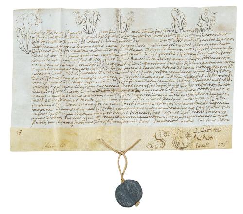 746   -  <p><span class="object_title">Bula papal sobre pergamino,con sello de plomo con el nombre del papa Clemente XII.</span><br></p>