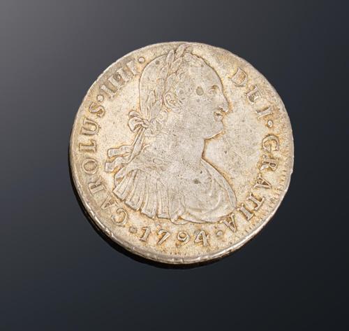 738   -  <p><span class="object_title">MONEDA PLATA CARLOS IIII 8 REALES 1794 I.J 1794 LIMA </span></p>