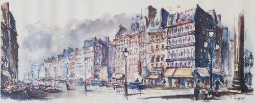 ESCUELA EUROPEA S.XX, Pareja de paisajes, Dibujo a lápiz y 