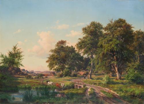 626   -  <p><span class="object_author">CARSTEN HENRICHSEN (Copenhague, 1824 - 1897) - Paisaje con ganado </span></p>