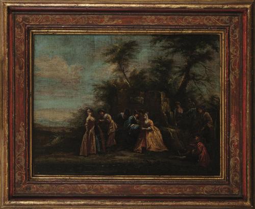 344   -  <p><span class="object_author">ESCUELA FRANCESA SIGLO XVIII - Escena galante </span></p>