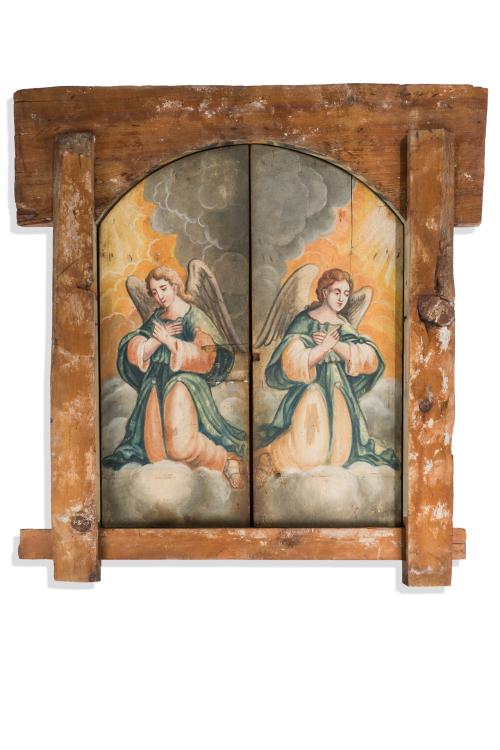 ESCUELA ESPAÑOLA S. XIX , Óleo y temple sobre madera 