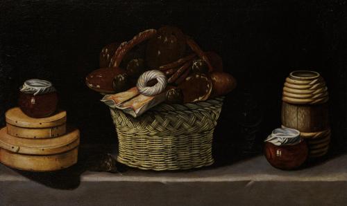 296   -  <p><span class="object_author">TALLER DE JUAN  VAN DER HAMEN Y LEÓN (Madrid, 1596 - 1631) - Cesta y caja con dulces</span></p>