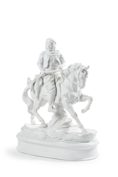 351   -  <p><span class="object_title">ESCUELA FRANCESA<br/>Gran figura en biscuit. <br/>"La caza del sheik"<br/><br/></span><br></p>