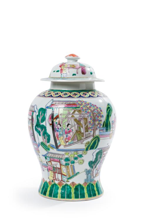 60   -  <p><span class="object_title">Jarrón con tapa en porcelana china, Familia Rosa, S. XX.</span><br></p>