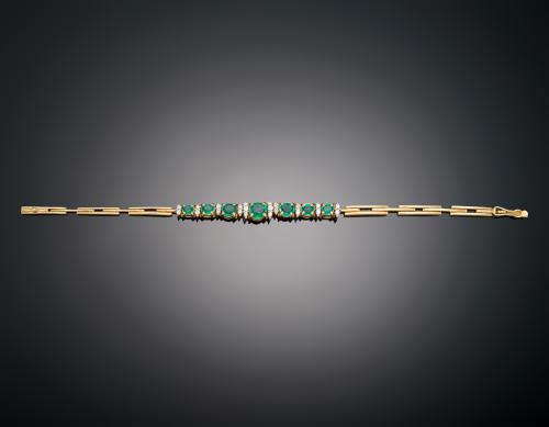 PULSERA CON ESMERALDAS Y DIAMANTES 