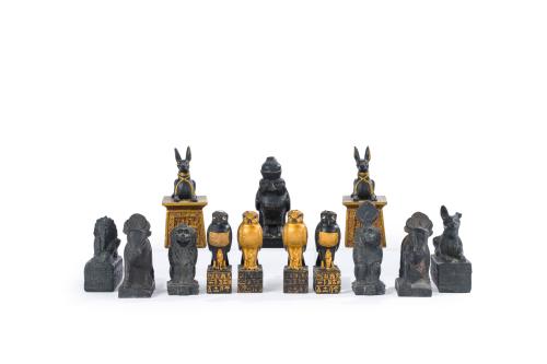 Conjunto de dioses egipcios con forma de animal: Horus, Anu