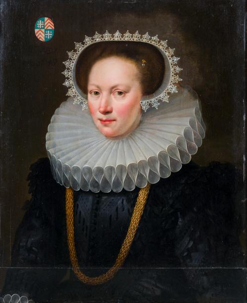 559 - <p><span class="object_author">MICHAEL JANZ VAN MIEREVELT Y TALLER (Delf, 1567 - 1641) - Retrato de dama holandesa </span></p>