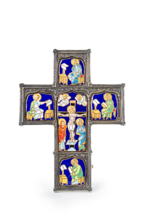 449 - <p><span class="object_title">LUIS VALLÉS (Madrid, 1957)<br/>Cruz en plata de Ley 925 y esmaltes. Firmada Vallés. </span><br></p>