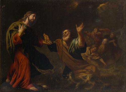 550-A - <p><span class="object_author">ESCUELA ITALIANA S. XVII - San Pedro caminando sobre las aguas </span></p>