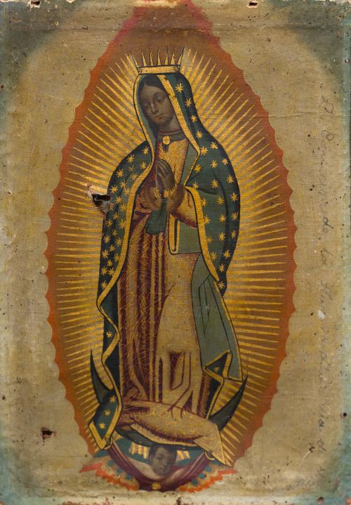 ESCUELA VIRREINAL S. XVIII, Virgen de Guadalupe, Óleo sobre
