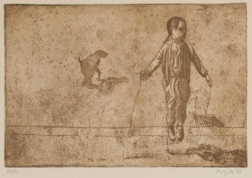 693   -  <p><span class="object_author">EDUARDO LÓPEZ ARIGITA (Madrid, 1947) - Saltando en la calle </span></p>