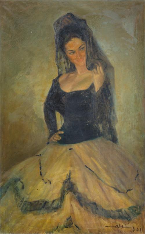 713 - <p><span class="object_author">CARLOS ENRIQUE VELÁZQUEZ MOREYRA (México, 1936) - Dama con mantilla</span></p>