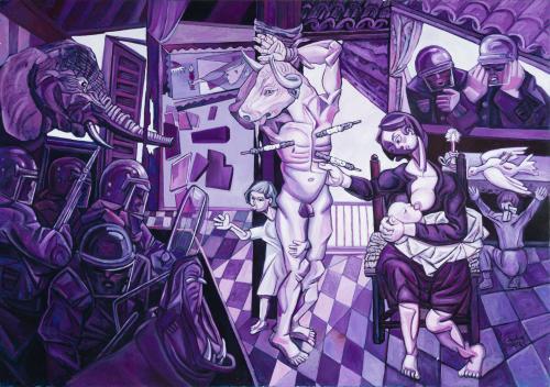 SALVADOR MORERA (Córdoba, 1944), Desahucio, Óleo sobre lien