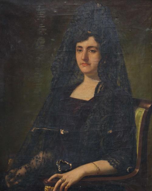 296   -  <p><span class="object_author">JUAN ANTONIO BENLLIURE (Valencia, 1859 - Madrid, 1930). Primera mitad del siglo XX - Retrato de Elia Martínez de mantilla </span></p>