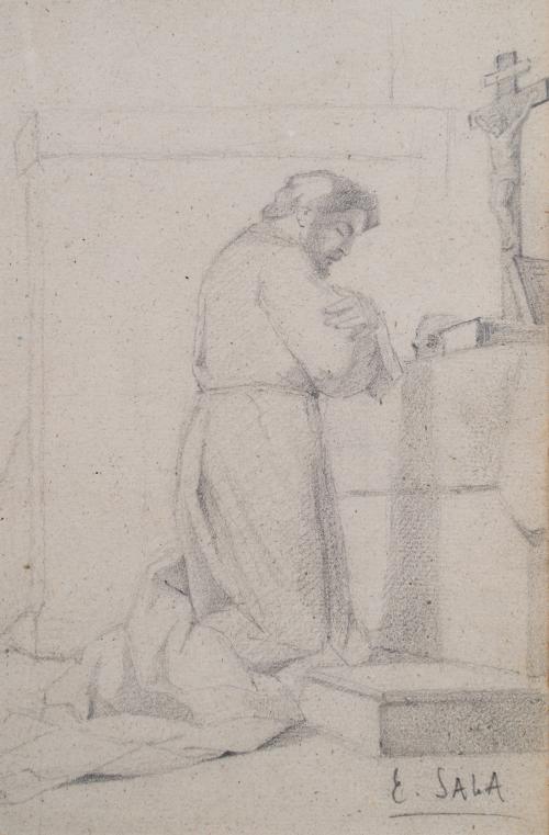 EMILIO SALA (Alcoy, 1850 - MAdrid, 1910), Monje en oración 
