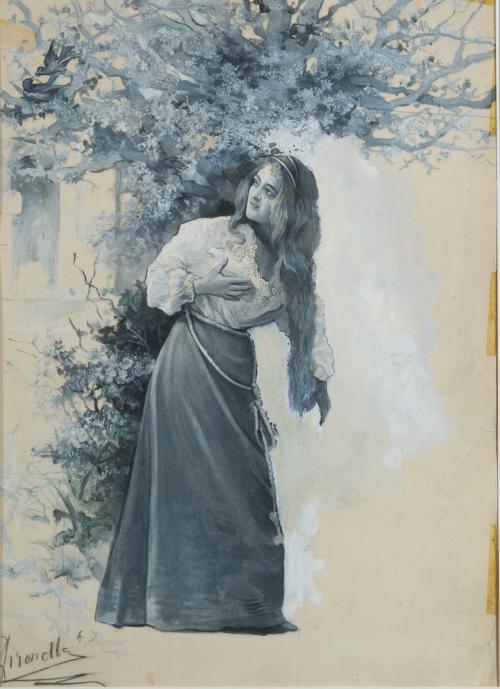 696   -  <p><span class="object_author">ESCUELA ESPAÑOLA S. XIX - Dama en un jardín </span></p>