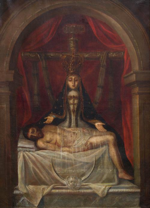 591 - <p><span class="object_author">ESCUELA GRANADINA S. XVIII - Virgen de la Soledad con Cristo yacente </span></p>