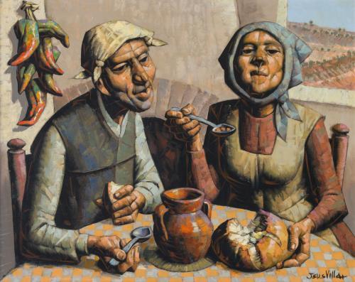 <p><span class="object_author">JESÚS VILLAR (Madrid, 1930-2015) - Comida frugal de campesinos </span></p>