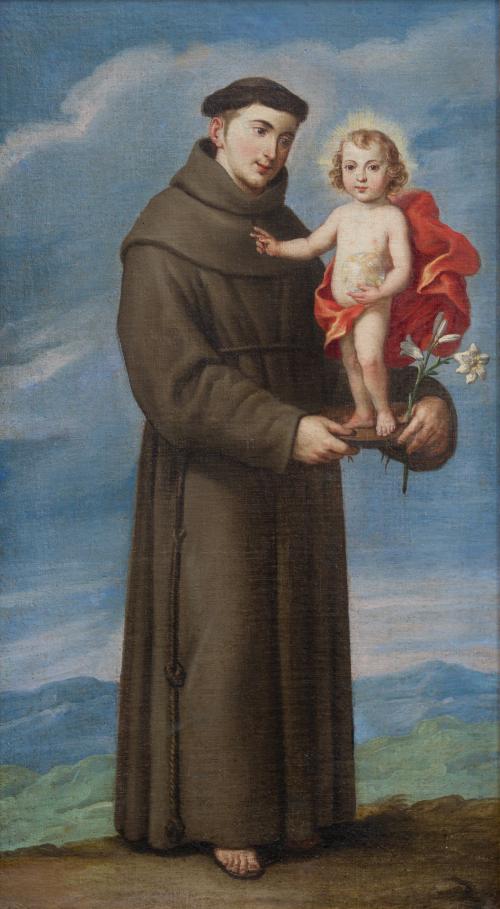 493 - <p><span class="object_author">ATRIBUIDO A JUAN DEL CASTILLO (Sevilla, 1593 - 1657) - San Antonio de Padua con el Niño </span></p>
