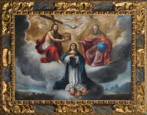 590 - <p><span class="object_author">ATRIBUIDO A BERNARDO GERMÁN LORENTE (Sevilla, 1680 - 1759) - Coronación de la Virgen por la Santísima Trinidad </span></p>