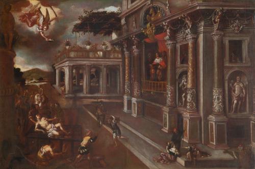514 - <p><span class="object_author">ANDRÉS MARZO (Calatayud?1605 - Valencia, c.1671) - El rapto de las Sabinas y El martirio de San Lorenzo </span></p>