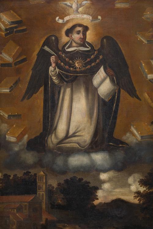 ESCUELA VIRREINAL S. XVIII, Santo Tomás de Aquino, Óleo sob