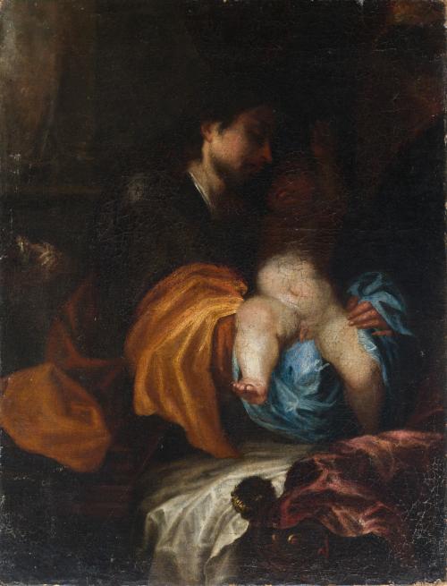 527 - <p><span class="object_author">ATRIBUIDO A JUAN ANTONIO DE FRÍAS Y ESCALANTE (Córdoba, 1633 - Madrid, 1669) - San José con el Niño </span></p>