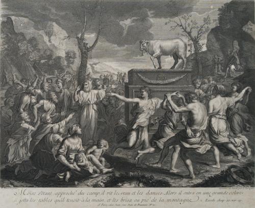 681 - <p><span class="object_author">NICOLÁS POUSSIN, pinxit ( Francia, 1594 - Roma, Italia, 1665) - Moisés y las tablas de la ley</span></p>