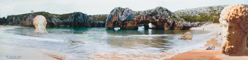 845   -  <p><span class="object_author">EDUARDO LABORDE (San Sebastián, 1965) - Playa cuevas de mar con Andrómeda y Perseo, Asturias</span></p>