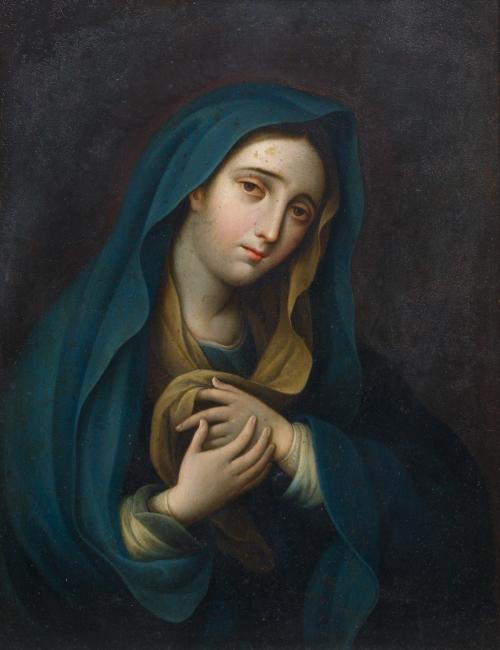 573 - <p><span class="object_author">ATRIBUIDO A MIGUEL CABRERA (Oaxaca, Méjico, 1695 - Ciudad de Méjico, 1768) - Dolorosa </span></p>