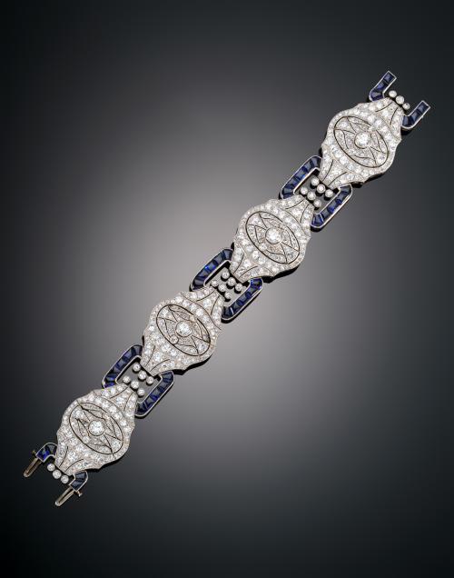 PULSERA ART DÉCO ZAFIROS Y DIAMANTES 