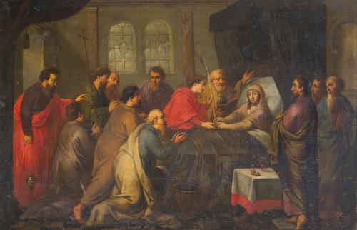 521   -  <p><span class="object_author">ESCUELA SEVILLANA FNS. S. XVII - La muerte de la Virgen </span></p>