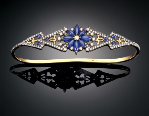 1174   -  <p><span class="object_title">PULSERA DE PALMA CON DIAMANTES Y ZAFIROS ESTILO VINTAGE </span></p>