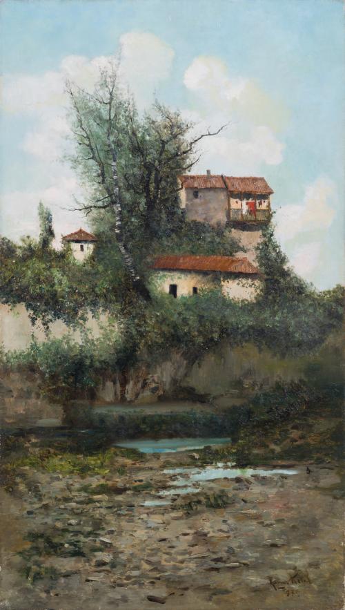 660 - <p><span class="object_author">MANUEL RAMOS ARTAL (Madrid, 1855 - 1916) - Vista de Madrid entre álamos</span></p>