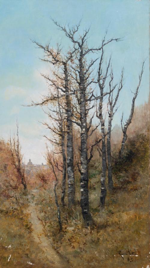 661   -  <p><span class="object_author">MANUEL RAMOS ARTAL (Madrid, 1855 - 1916) - Paisaje con caserío </span></p>