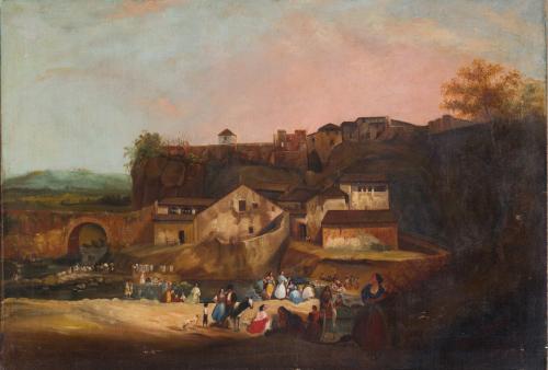 ESCUELA ANDALUZA S. XIX , Romería , Óleo sobre lienzo 