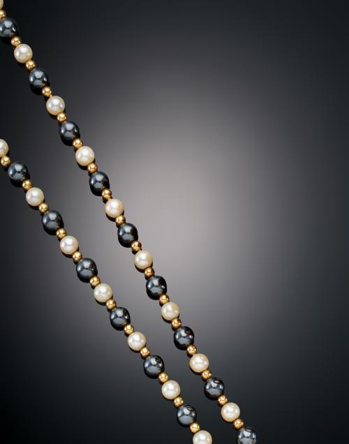1196   -  <p><span class="object_title">COLLAR DE PERLAS, HEMATITES Y ORO </span></p>