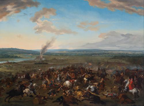 555 - <p><span class="object_author">SEGUIDOR DE ADAM FRANS VAN DER MEULLEN (Bélgica, 1632- París,1690) - Batalla de Höchstädt</span></p>