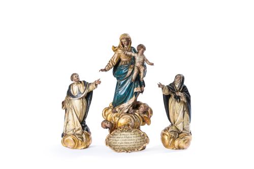 602 - <p><span class="object_author">ESCUELA ESPAÑOLA S. XVIII - Virgen con Niño, Santa Ana y Santo Domingo </span></p>