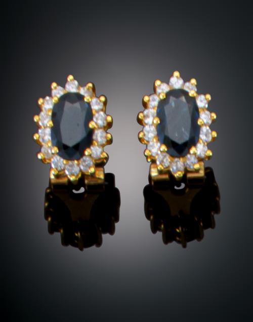 PENDIENTES DE ZAFIROS Y DIAMANTES