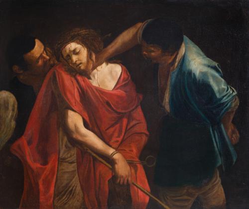 567 - <p><span class="object_author">SEGUIDOR DE ORAZIO GENTILESCHI (1563, Pisa - 1639, Londres) - La burla de Cristo </span></p>