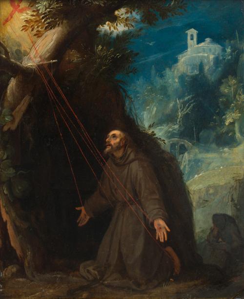 481 - <p><span class="object_author">ATRIBUIDO A LUDOVICO CARDI, IL CIGOLI (San Miniato, 1559 - Roma, 1613) - San Francisco recibiendo los estigmas</span></p>