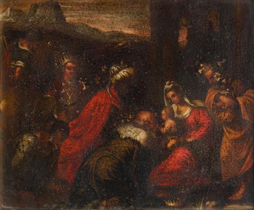 569 - <p><span class="object_author">SEGUIDOR DE LOS BASSANO, siglo XVII - Adoración de los Magos y Adoración de los Pastores </span></p>