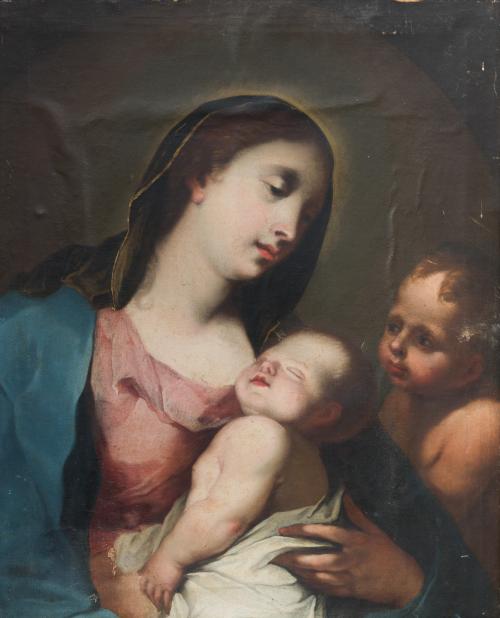 543 - <p><span class="object_author">ESCUELA VENECIANA, SIGLO XVIII - La Virgen con el Niño y San Juanito</span></p>