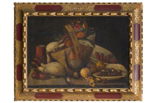 552   -  <p><span class="object_author">ESCUELA ESPAÑOLA S. XVIII - Bodegón con sandía y melón.<br/>Bodegón con perdices, pescados, frutas y flores. </span></p>
