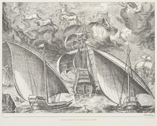 682   -  <p><span class="object_author">FRANS HUYS, sculpit (Paises Bajos, c. 1518 - 1573) PETER BRUEGEL, Pinxit (Bruselas, 1526 -1569) - Une neuf de bande vue de poupe entre deux galeres</span></p>