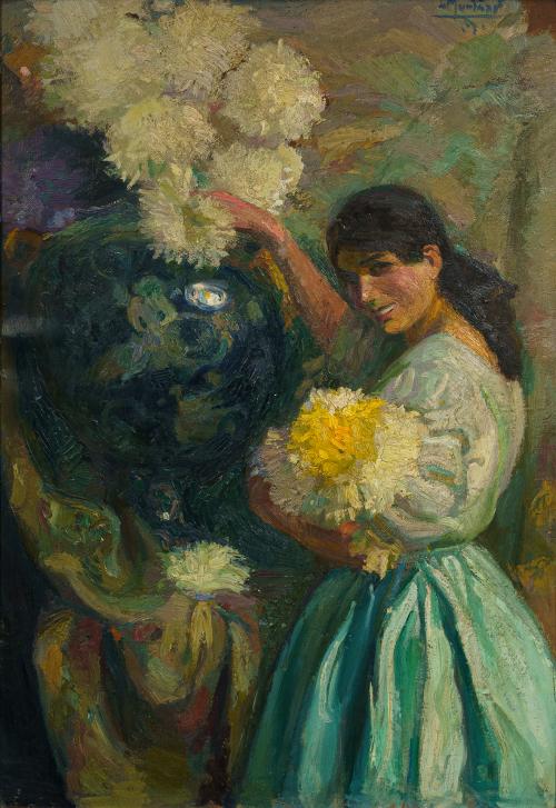 458   -  <p><span class="object_author">ESCUELA ESPAÑOLA SIGLO XX - Mujer colocando unas flores </span></p>