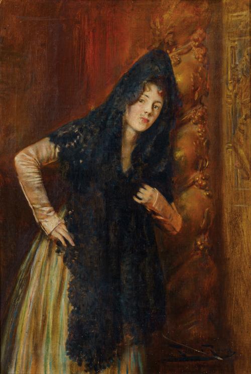 269   -  <p><span class="object_author">ESCUELA ESPAÑOLA PPS. S. XX - Mujer con mantilla negra</span></p>