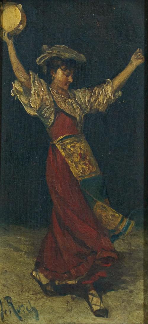 401   -  <p><span class="object_author">ESCUELA ESPAÑOLA SIGLO XIX - Mujer con pandereta</span></p>
